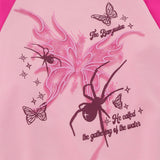 Men Hoodie Butterfly Print Sweater Boys Vintage Pullover Long Sleeve Loose Autumn