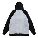 Men Hoodie Color Contrast Patchwork Letters Embroidered Pullover Sweatshirt