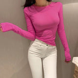 Women Long Sleeve Shirt Undershirt Slim Fit Top
