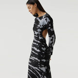 Women Desses Printed Dress Slim Fit round Neck Long Sleeves Hip Skirt