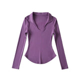 Women T-Shirt Solid Color T-shirt Women's Spring Slim-Fit Long-Sleeved Bottoming Shirt Top
