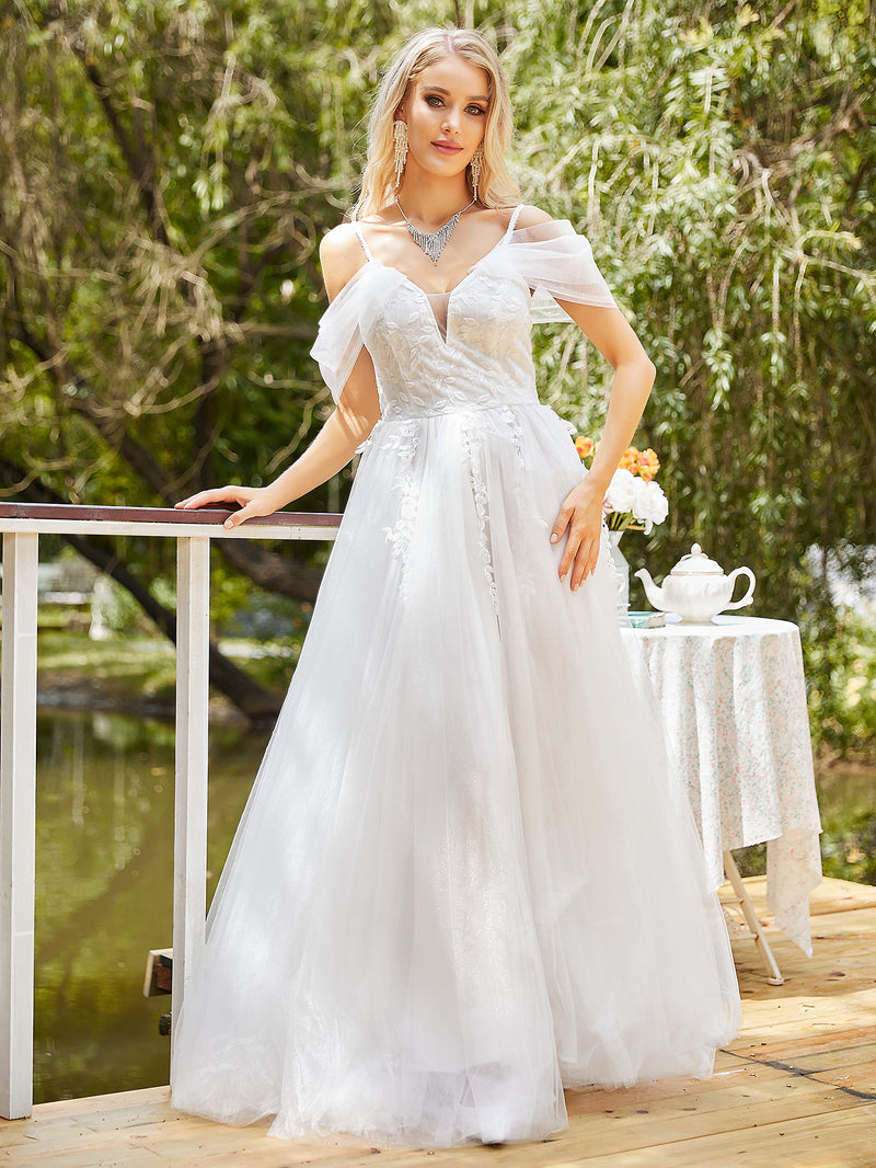 Slutty Wedding Dress Sexy V-neck Slim Fit Wedding Dress