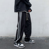 Men Sweatpants Casual Pants Men's Autumn and Winter Loose Straight Striped Sports