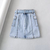 Women Skirt Summer High Waist Slimming Denim Skirt Skirt