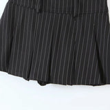 Women Skirt Retro College Style Striped Skirt Ins