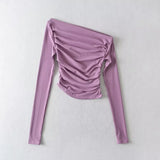 Women T-Shirt Long-Sleeved T-shirt Women's Stretch Solid Color Bottoming Shirt Autumn