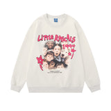 Men Hoodie Hip Hop Portrait Printed Crew Neck Sweatshirt