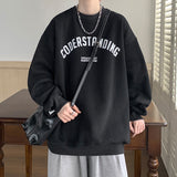 Men Hoodie round Neck Sweater Men's Autumn Letter Print Hong Kong Style All-Matching Loose