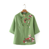 Women T-Shirt Spring/Summer Chinese Knot Button Top