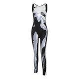 Women Jumpsuit Summer Fashion Print round Neck Sleeveless Jumpsuit Women