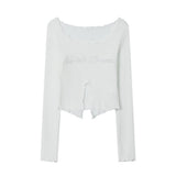 Women Long Sleeve T-Shirt Long Sleeve T-shirt Women's Fall Slim Fit Design Short Top