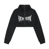 Women Hoodie Cardigan Sweater Girls Autumn Letter Printing