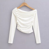 Women T-Shirt Autumn Long Sleeve Slim Long Sleeve Solid Color Ladies T-shirt