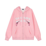 Men Hoodie Hooded Jacket Men's Spring and Autumn Loose Printed Cardigan