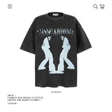 American vintage street T-shirt pure cotton men's and women's summer loose half-sleeves