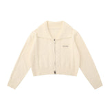 Women Sweater Knitted Cardigan Women Casual Polo Collar Long Sleeve Sweater