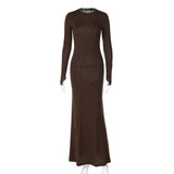 Women Dresses Winter Fashion round-Neck Long-Sleeved Dress