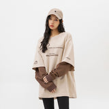Unisex Hoodie Contrast Color Loose round Neck Sweater Trendy Men's Long Sleeves T-shirt