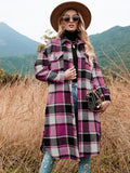Plaid Trench Coat Autumn and Winter Loose Woolen Plaid Coat