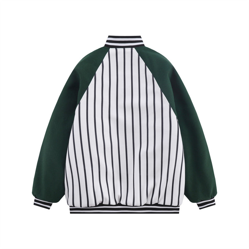 Men Cotton Padded Jacket Coat Baseball Uniform Loose Color Contrast Patchwork Pattern Cotton Coat Jacket Coat Winter Menswear