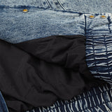 Men Denim Jacket Men's Loose Autumn and Winter Washed Distressed Jacket