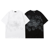 Men T Shirt Retro Alphabet Hip Hop Short Sleeve T-shirt Men and Women