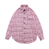 Men Long Sleeved T Shirt Plaid Shirt Long Sleeve Men's Ins Loose Street Lapel Shirt Autumn Coat