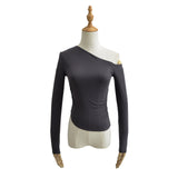 Women's T-Shirt Long-Sleeved T-shirt Women's Autumn Slim-Fit Pleated Bottoming Shirt Top