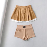 Women Skirt Patchwork Pleated Skirt Women's Summer Mini Skirt