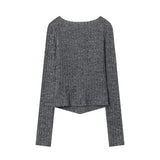 Women Long Sleeve T-Shirt Long Sleeve T-shirt Women's Autumn Embroidered Vertical Short Top