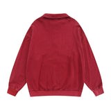 Men Hoodie Washed Distressed Letters Printing Lapel Sweater Men's Loose Spring and Autumn