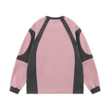 Men Hoodie round Neck Sweater Men's Spring and Autumn Stitching Loose Sports Long Sleeve Pullover