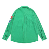Men Long Sleeve T Shirt Men's Ins Loose Casual Embroidered Lapel Shirt Coat