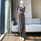 Palazzo Pants Autumn High-Grade Draping Texture Loose Straight Wide-Leg Pants