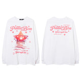 Men Long Sleeve Shirt Hiphop Spider Foam Print Couple Long Sleeve T-shirt Loose Men and Women