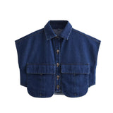 Women T-shirt Autumn Denim Shirt Short Vest