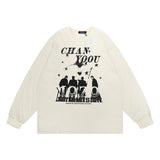 Men Hoodie Printed Crew Neck Sweatshirt Men's Loose Sports Autumn Top