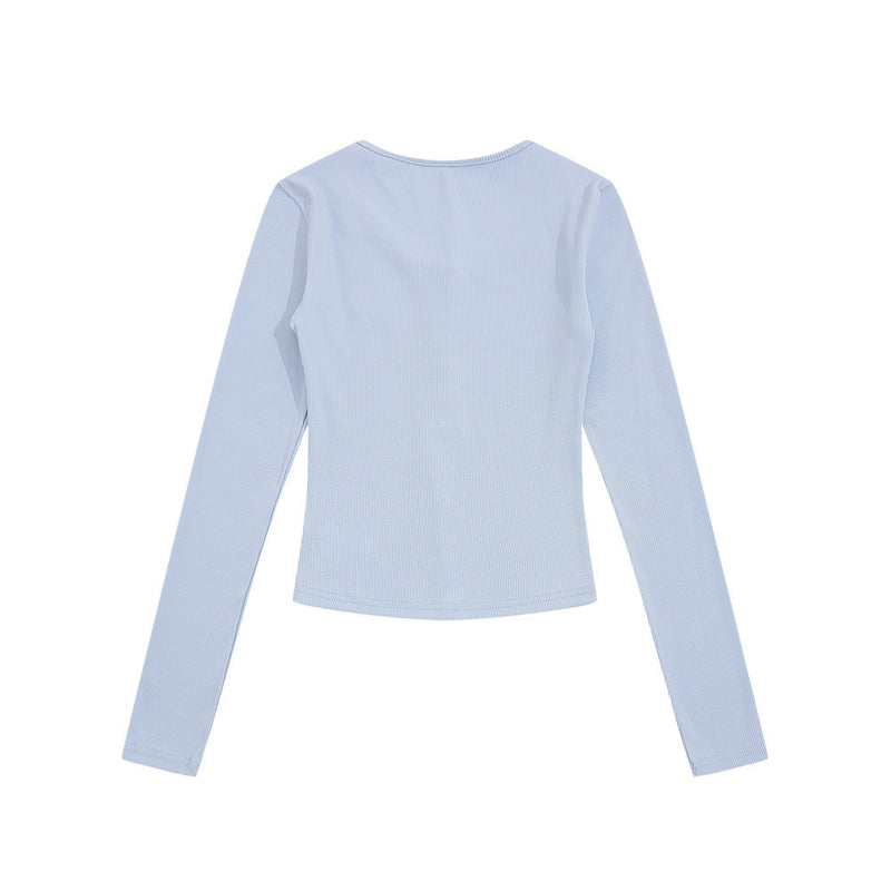 Women Long Sleeve T-Shirt Long Sleeve T-shirt Women's Spring and Autumn Button