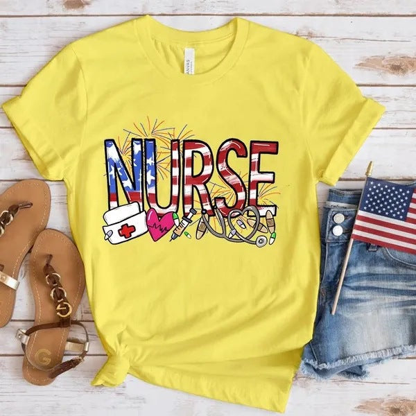Women's Independence Day T Shirt round Neck Short Sleeve T-shirt Women's Top