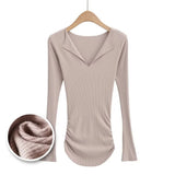 Women T-Shirt Top Women's Autumn Winter Sexy V Flip T-shirt
