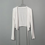 Women's Long Sleeve Shirt V-neck Long Sleeve Short Cardigan Top