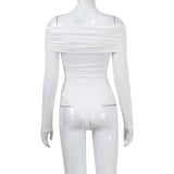 Women Jumpsuit Long Sleeve Cross Slim High Waist off-the-Shoulder Jumpsuit