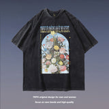 Men T Shirt Printed High Street Style Distressed Short Sleeve T-shirt Men's Loose