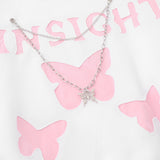 Men Hoodie Color Matching Butterfly Necklace Hooded Sweater