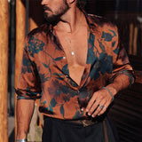 Men Shirt Fall Men's Clothing Loose Printed Long Sleeve Shirt