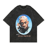 Men's T Shirt round Neck Washed Old Loose Men's and Women's Short Sleeve T-shirt