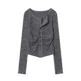 Women Long Sleeve T-Shirt Long Sleeve T-shirt Women's Autumn Embroidered Vertical Short Top