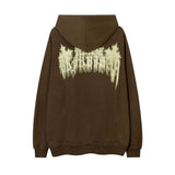 Men Hoodie Cross Printed Hoodie Men's Washed Distressed Loose Pullover Hoodie