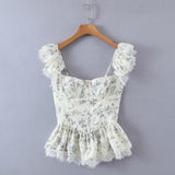 Women T-Shirt Summer Casual Printed Slim-Fit Sling Blouse