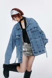 Unisex Jacket Autumn Stitching Zipper Denim Coat Women's Clothing